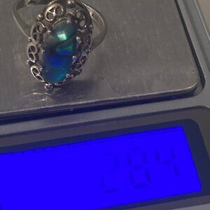 Vintage Sterling Silver Ring, Nice Abalone Design, Size 7 1/2, Nice Design